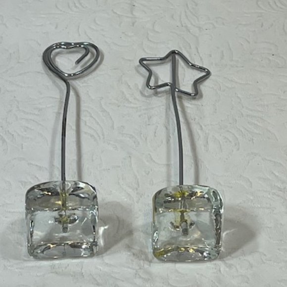 TWO(2) Wired Stands: Hearts/Star Photo Holder Desk Display Postcard Glass Stand - Picture 3 of 6